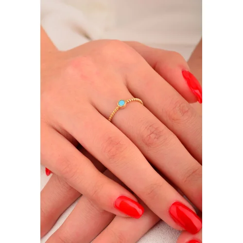 Cebeci 14 Ayar Mavi Taşlı Burgu Altın Yüzük