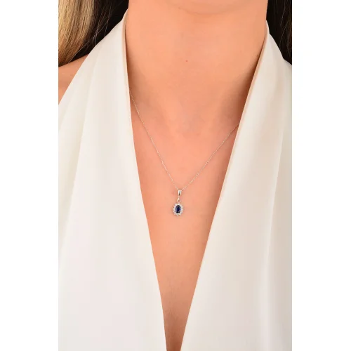 Cebeci 14 Ayar Lacivert Altın Kolye Ucu