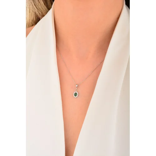 Cebeci 14 Ayar Yeşil Taşlı Altın Kolye Ucu