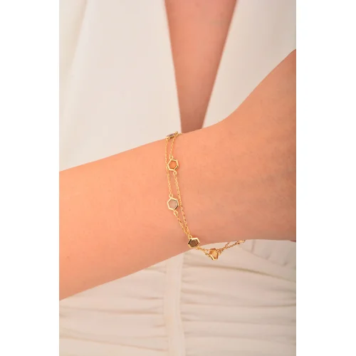 Cebeci 14 Ayar Renkli Çift Altın Bileklik