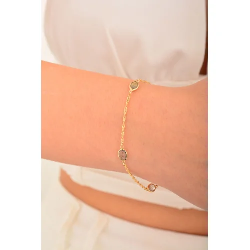 Cebeci 14 Ayar Cam Taşlı Altın Bileklik