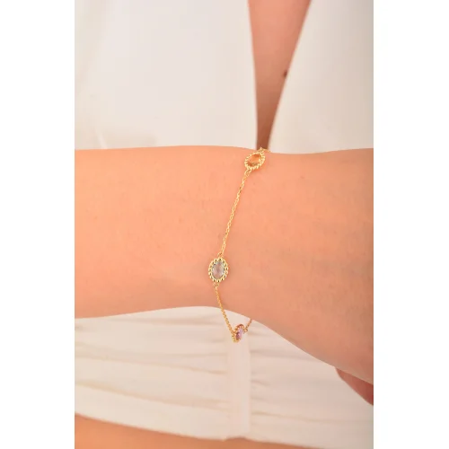 Cebeci 14 Ayar Renkli Taşlı Altın Bileklik