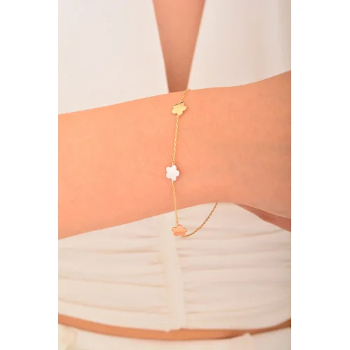 Cebeci 14 Ayar Renkli Çiçek Altın Bileklik