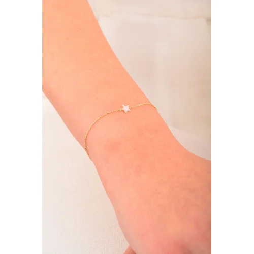 Cebeci 14 Ayar Pembe Yıldız Altın Bileklik