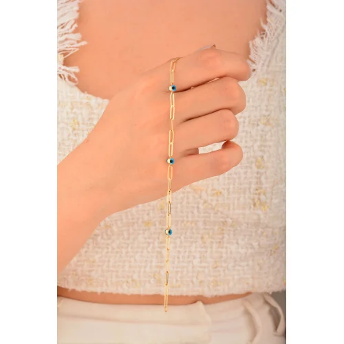 Cebeci 14 Ayar Nazarboncuklu Ataç Altın Bileklik