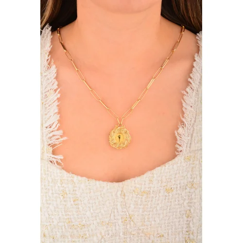 Cebeci 14 Ayar Saat Ataçlı Altın Kolye