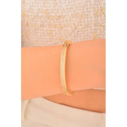 Cebeci 14 Ayar Kare Taşlı Altın Bilezik