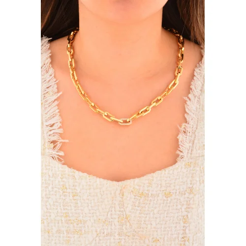 Cebeci 14 Ayar Taşlı Ataç Altın Kolye