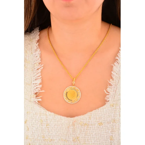 Cebeci 14 Ayar Taşlı Altın Kolye Ucu