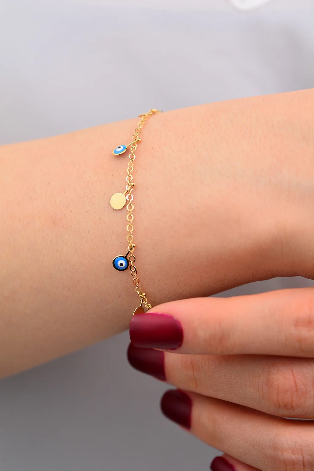 Cebeci 14 Ayar Göz Boncuklu Altın Bileklik