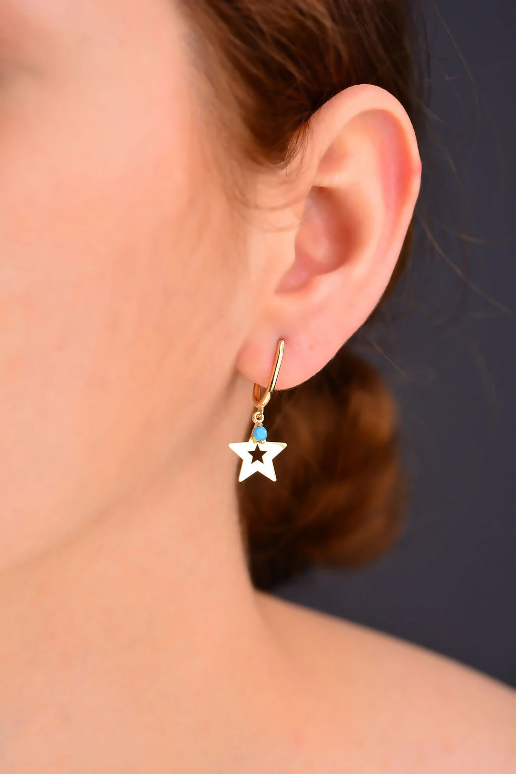 14 Ayar Yıldız Altın Küpe