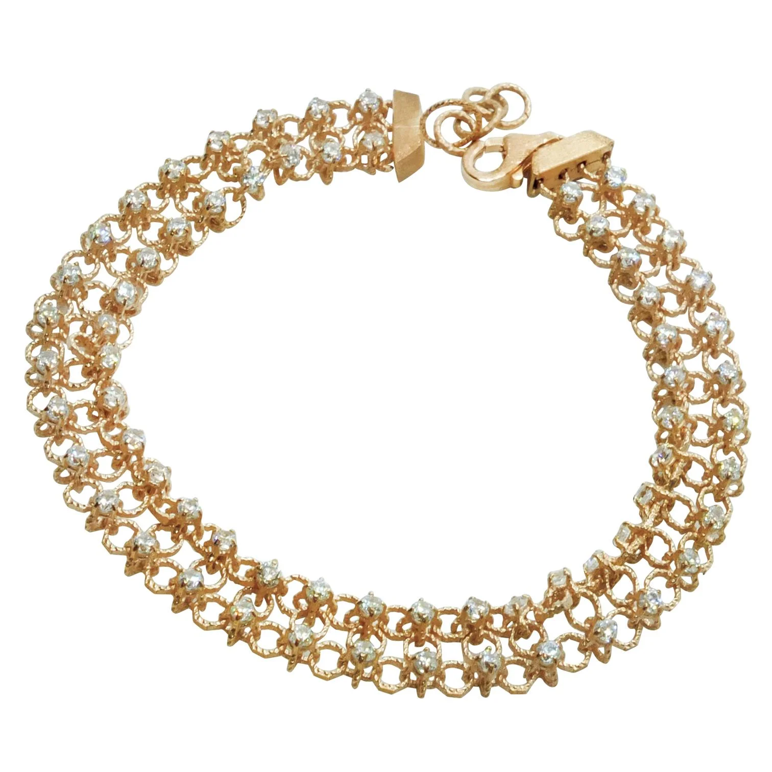 Cebeci 14 Ayar Sıra Taşlı Rose Altın Bileklik