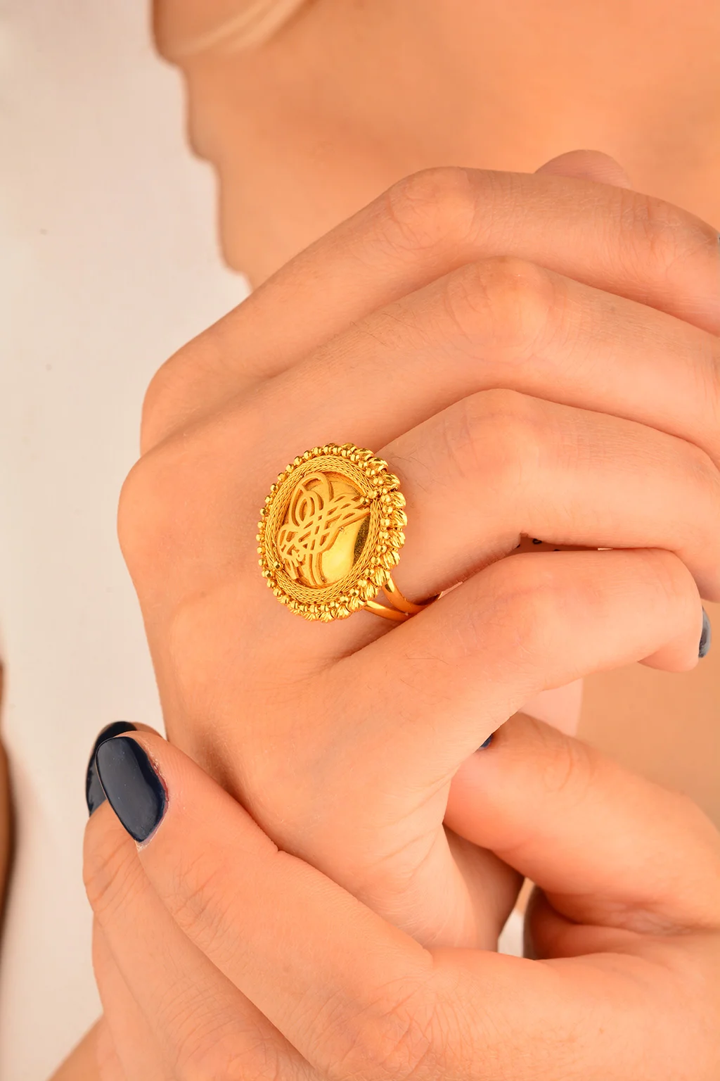 Cebeci 22 Ayar Dorikalı Tuğralı Altın Yüzük