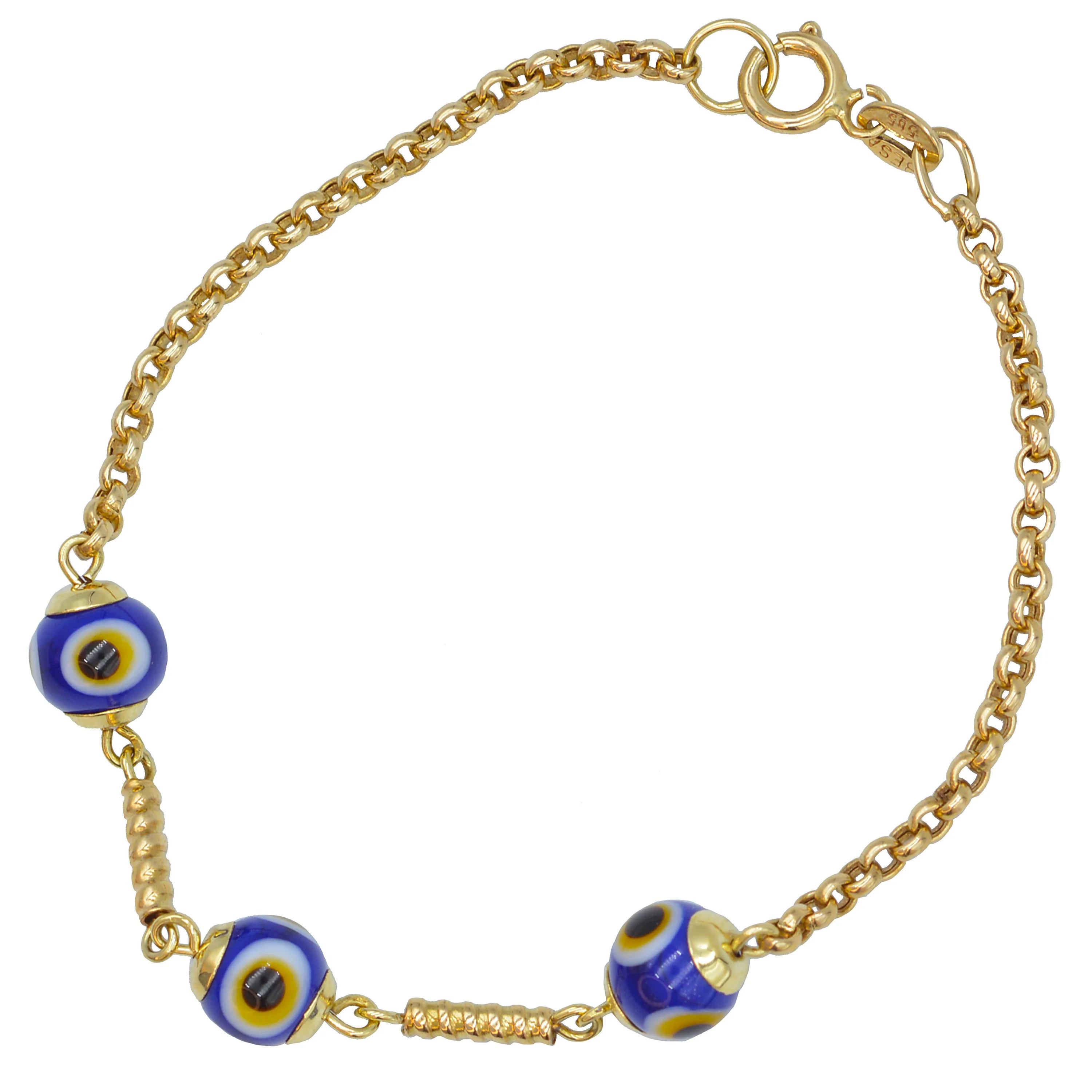 Cebeci 14 Ayar Çocuk Nazar Boncuklu Altın Bileklik