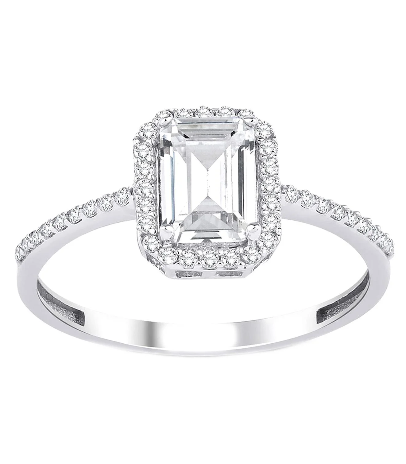 Cebeci 14 Ayar Beyaz Altın Baget Yüzük