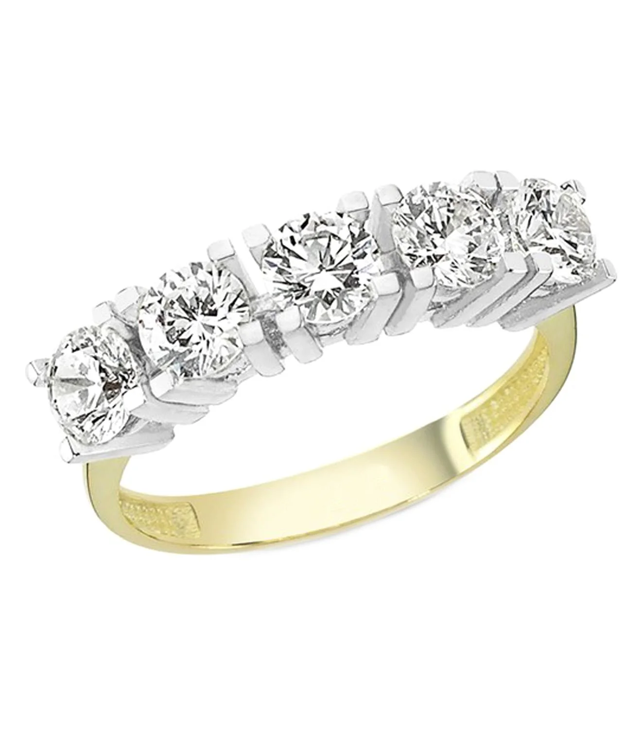 Cebeci 14 Ayar İki Renkli Beştaş Altın Yüzük