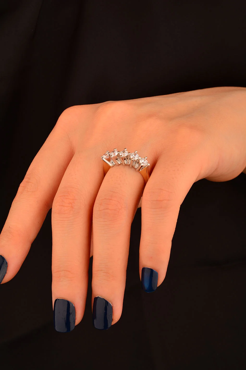 Cebeci 14 Ayar İki Renkli Beştaş Altın Yüzük