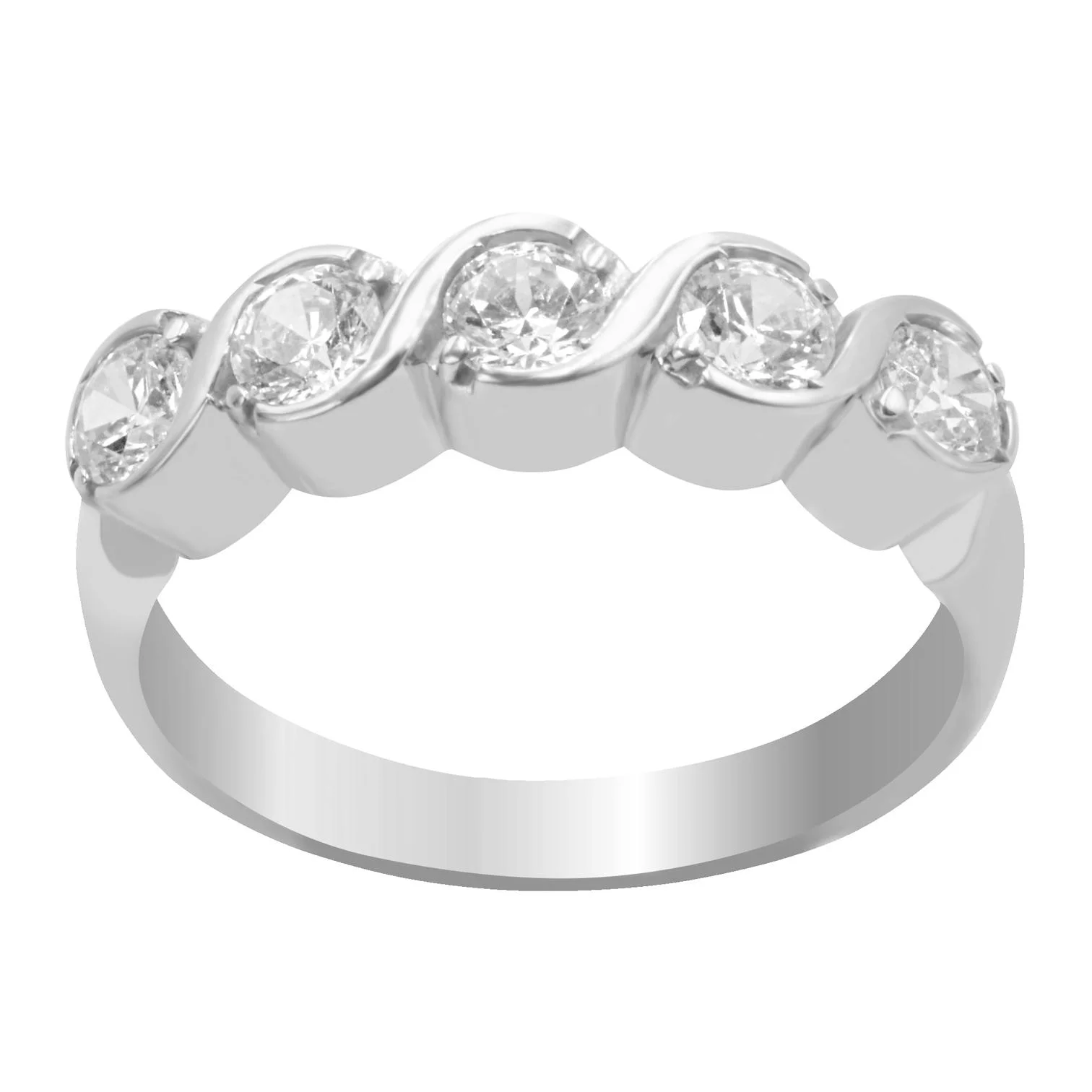 Beş Taş Beyaz Altın Yüzük