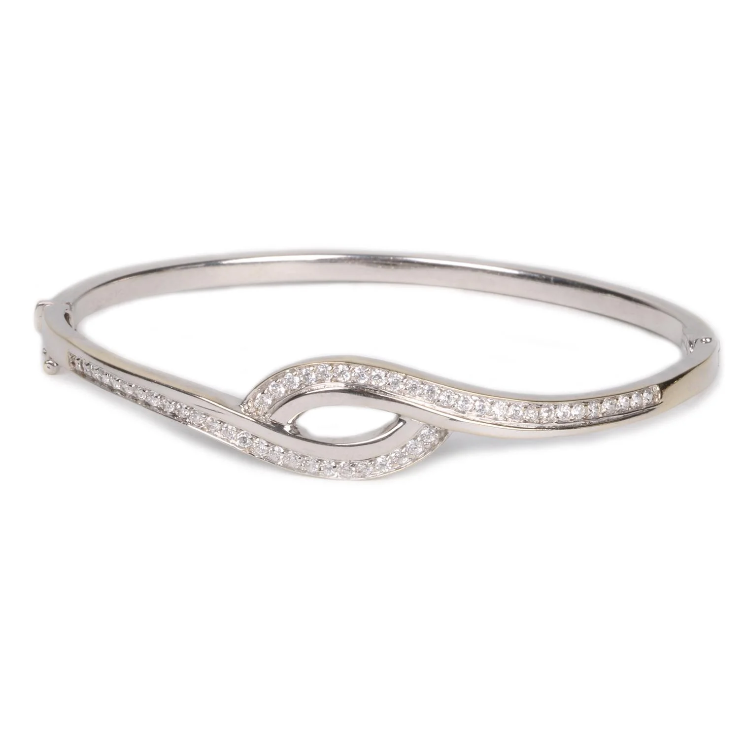 Cebeci 14 Ayar Taşlı Beyaz Altın Bilezik