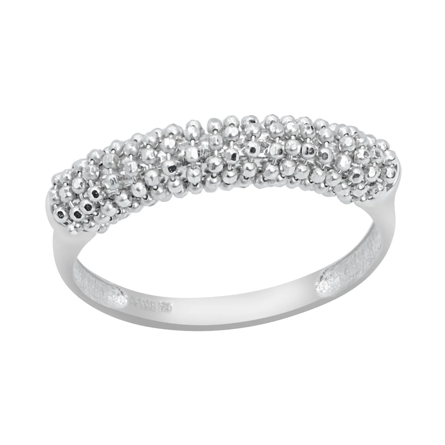 Cebeci 14 Ayar Beyaz Altın  Boncuk Yüzük