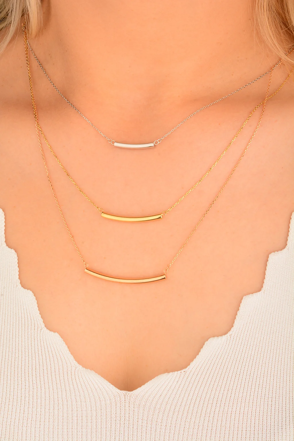 Cebeci 14 Ayar Üçlü Renkli Altın Kolye