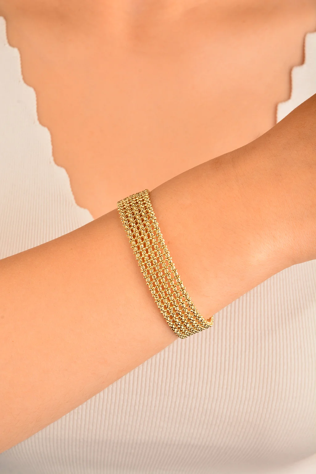 Cebeci 14 Ayar Sıralı Boncuk Altın Bileklik