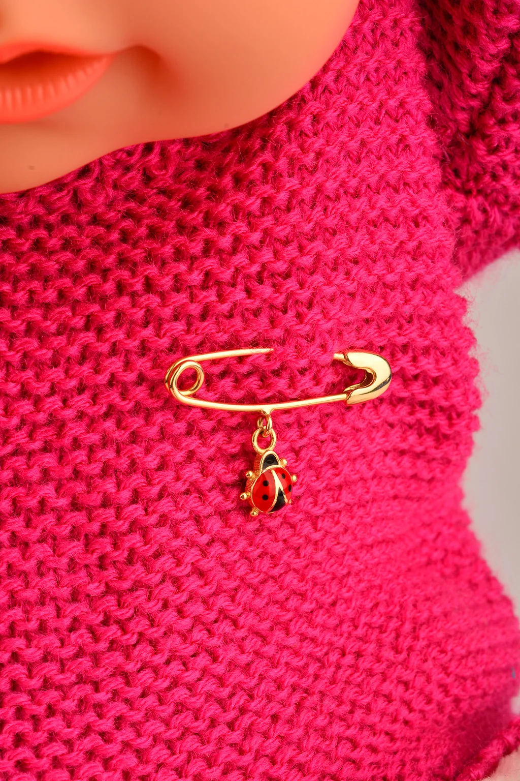 Cebeci 14 Ayar Bebek Uğur Böcekli Altın İğne