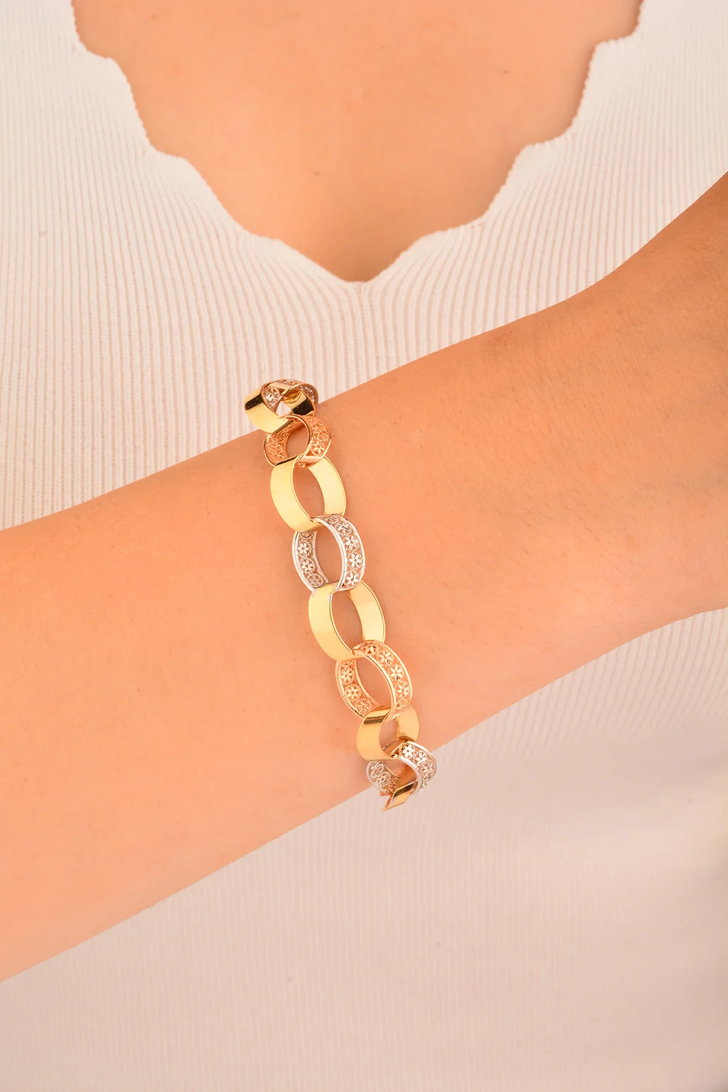 Cebeci 14 Ayar Halkalı Altın Bileklik