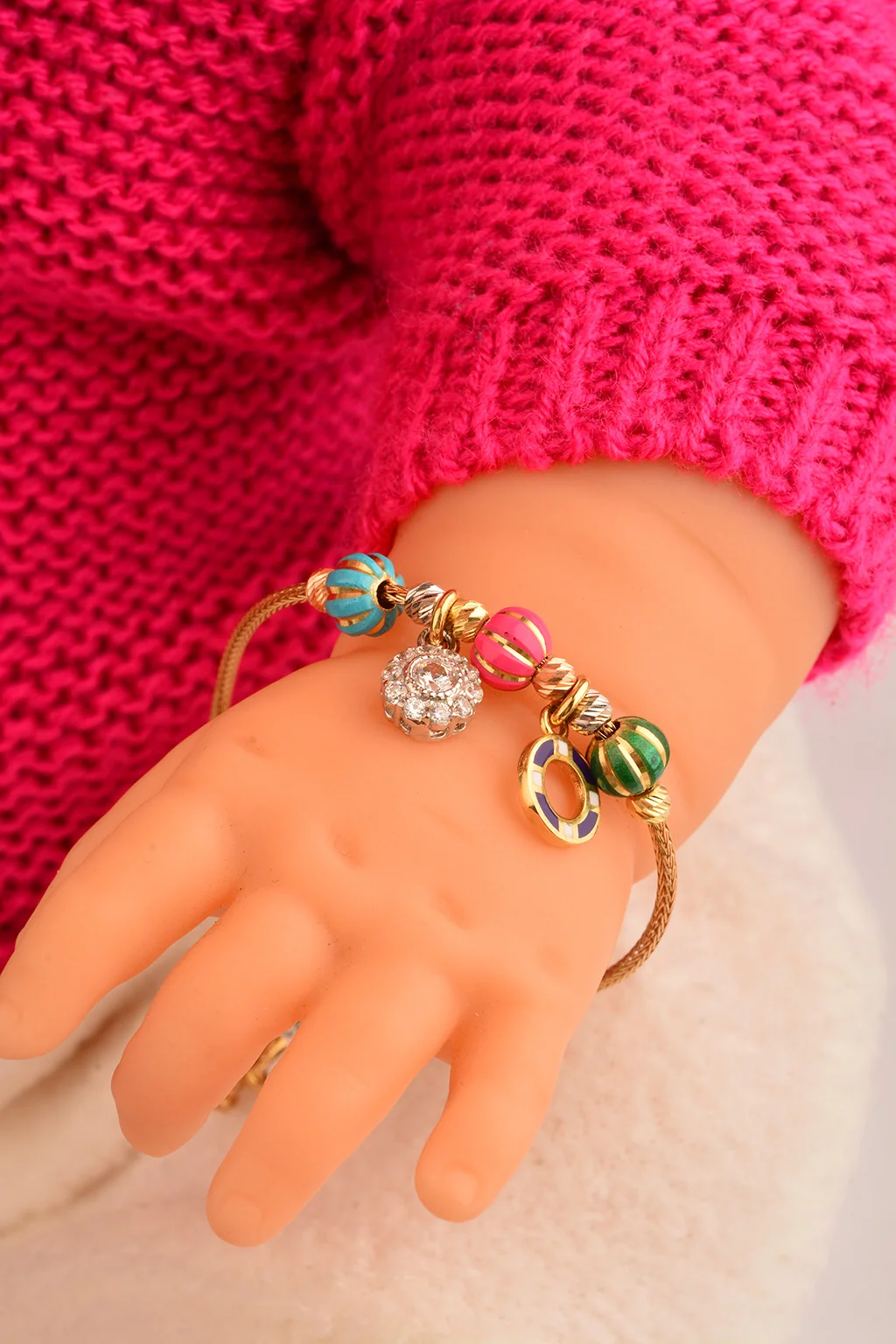 Cebeci 14 Ayar Çocuk Dorika Toplu Altın Bileklik