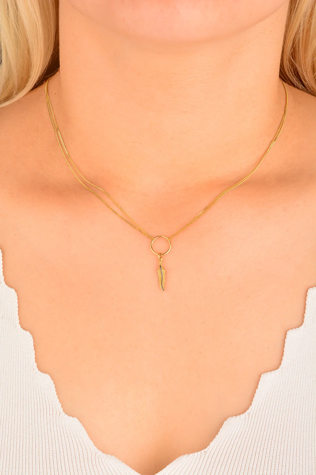 Cebeci 14 Ayar Yapraklı Altın Kolye