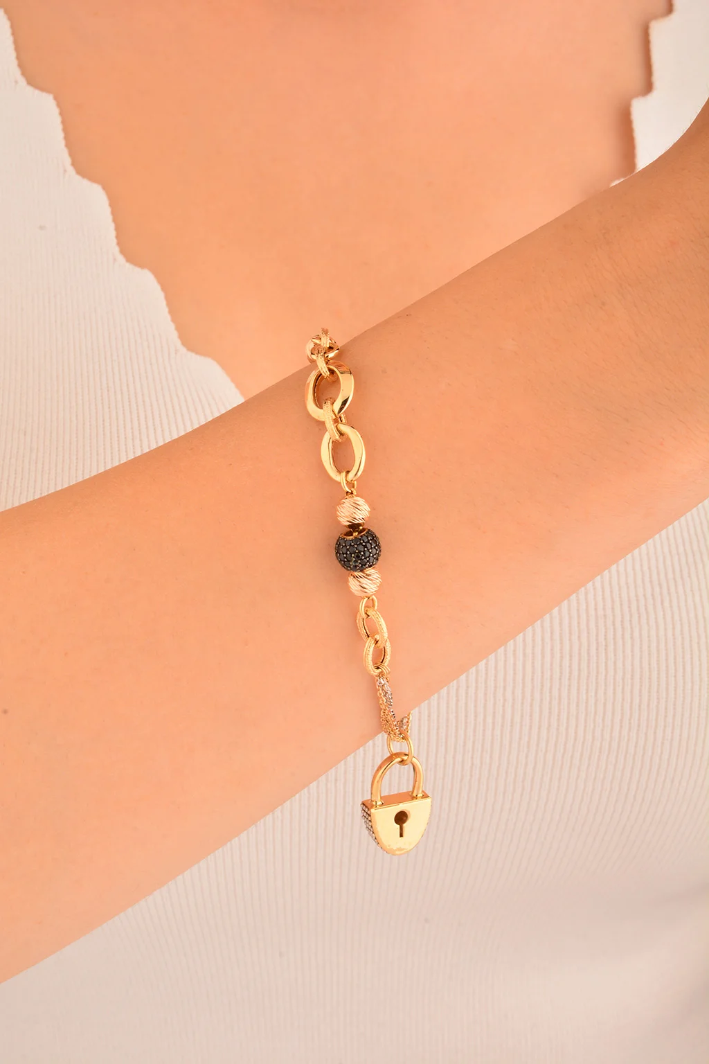 Cebeci 14 Ayar Kilit Altın Bileklik