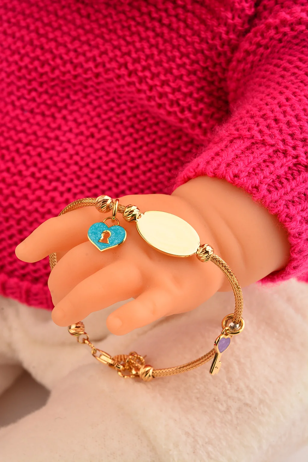 Cebeci 14 Ayar Çocuk Plakalı Altın Bileklik