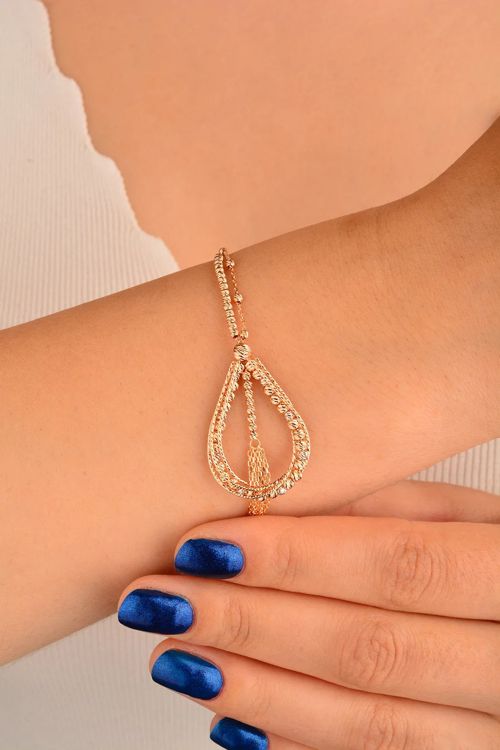 Cebeci 14 Ayar Dorika Su Damlası Rose Altın Bileklik