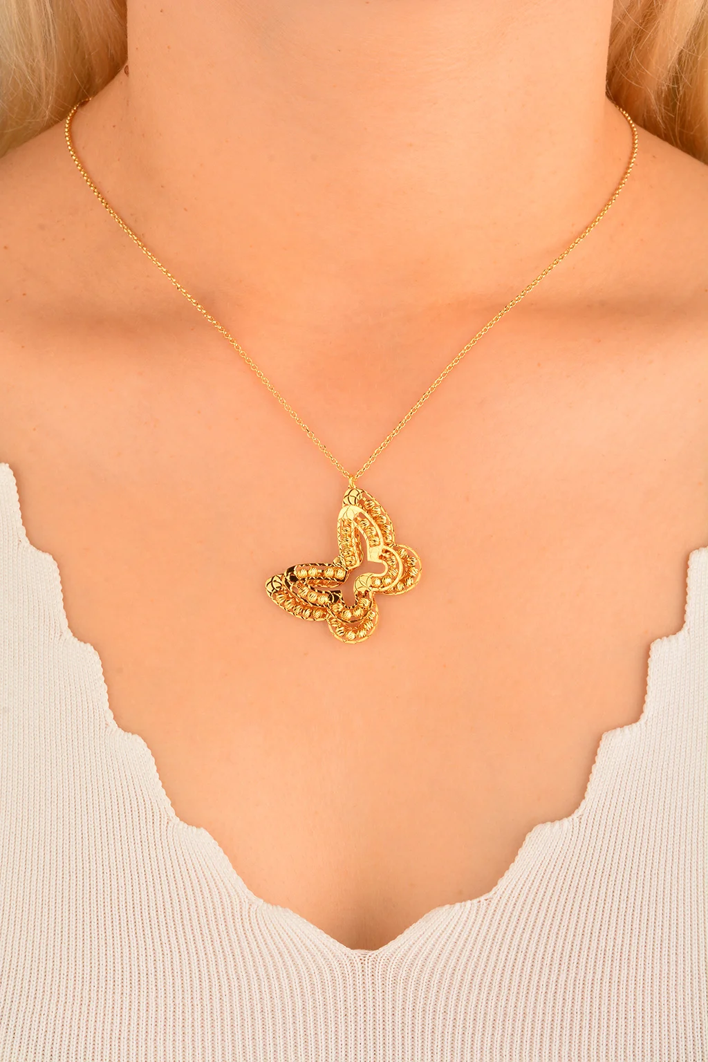 Cebeci 14 Ayar Dorikalı Kelebek Altın Kolye