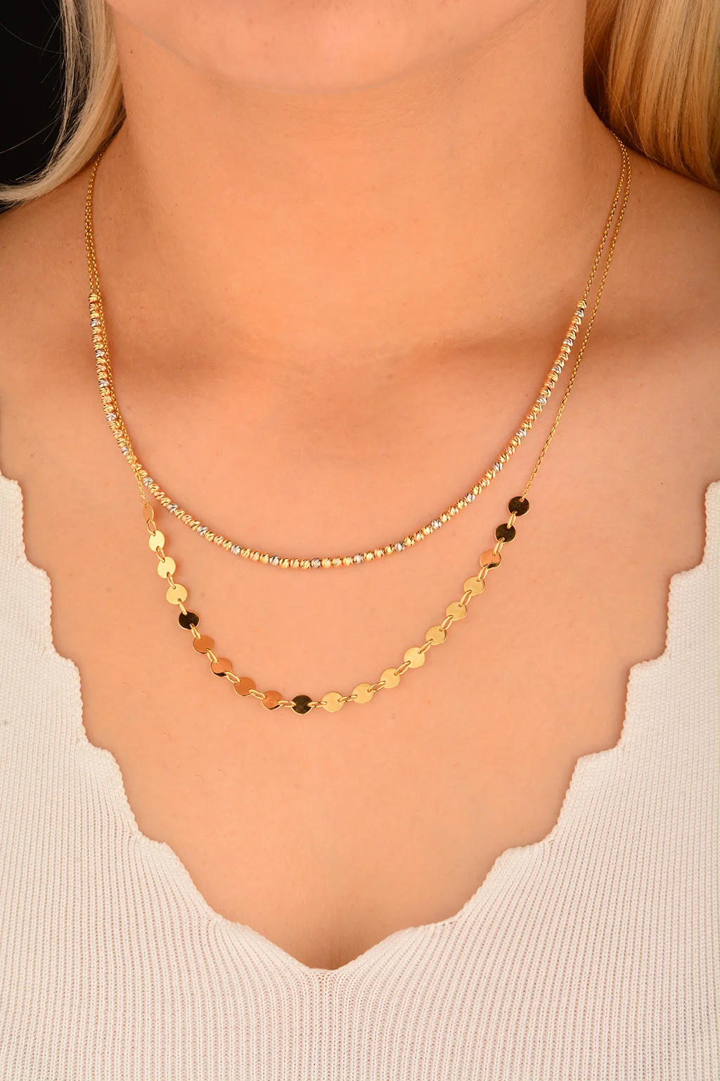 Cebeci 14 Ayar Dorikalı Pullu Altın Kolye