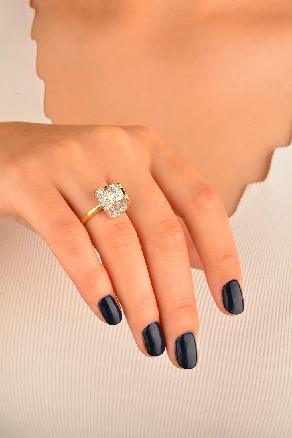 Cebeci 14 Ayar Geometrik Altın Yüzük