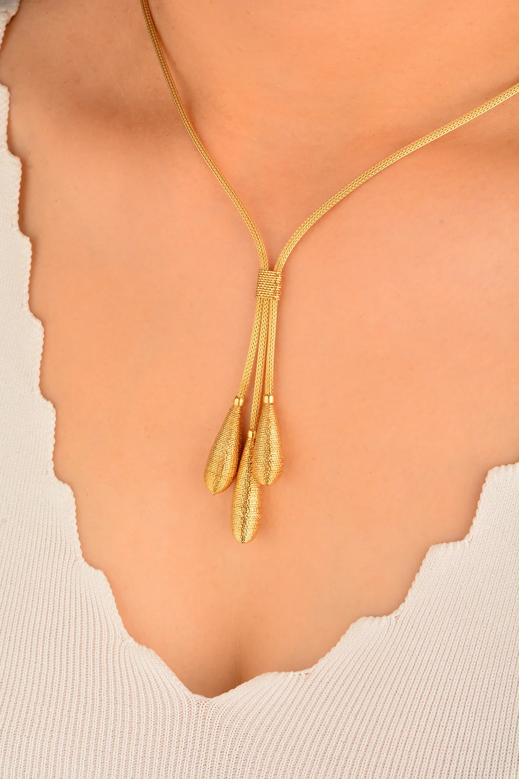 Cebeci 14 Ayar Hasır Damla Altın Gerdanlık