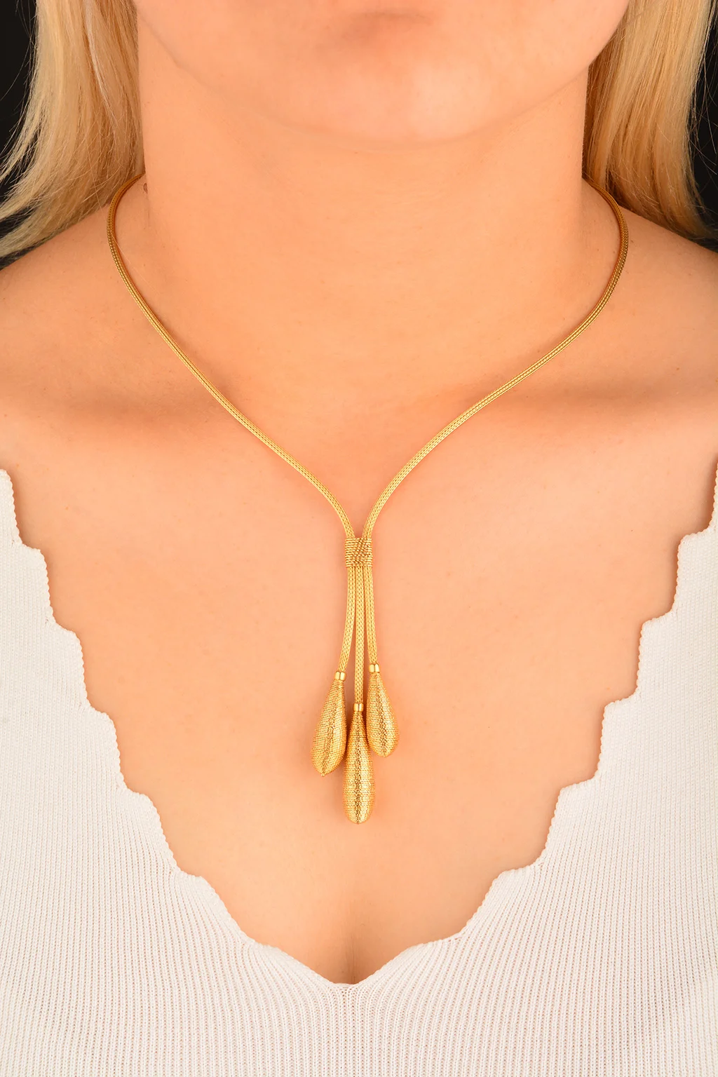 Cebeci 14 Ayar Hasır Damla Altın Gerdanlık