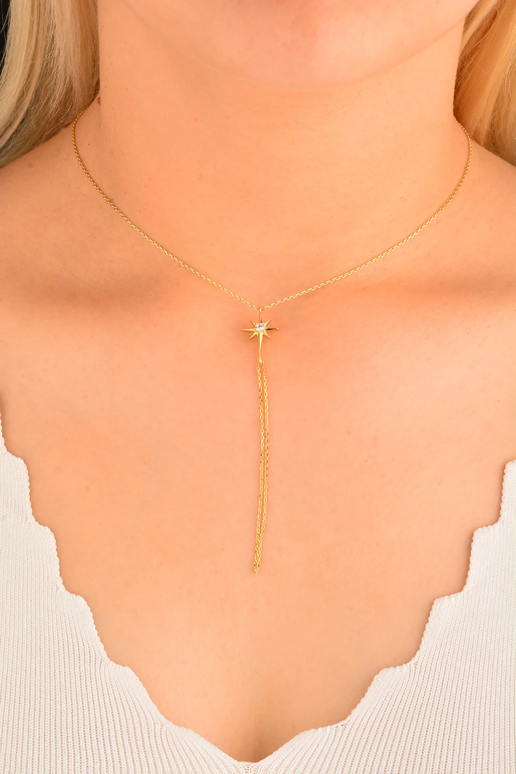 Cebeci 14 Ayar Kuzey Yıldızlı Altın Kolye