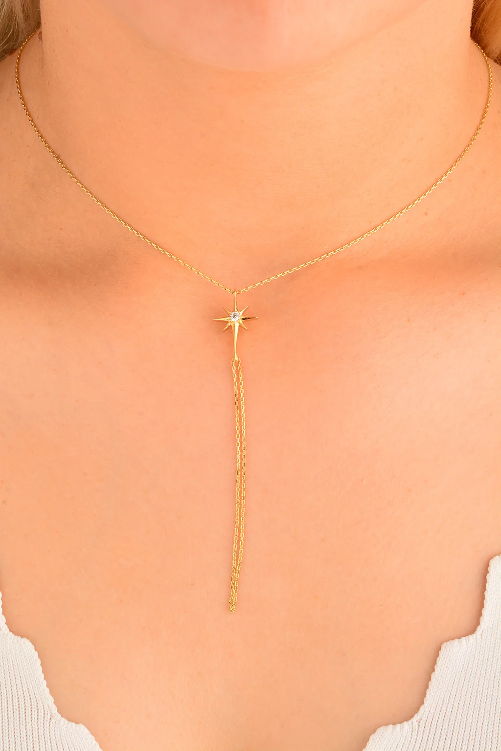 Cebeci 14 Ayar Kuzey Yıldızlı Altın Kolye