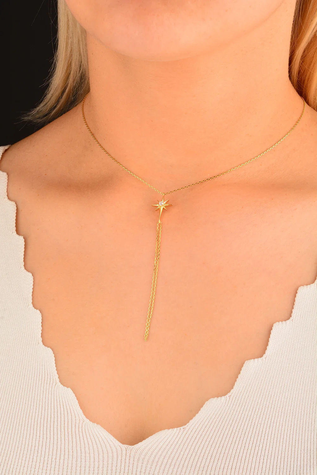 Cebeci 14 Ayar Kuzey Yıldızlı Altın Kolye