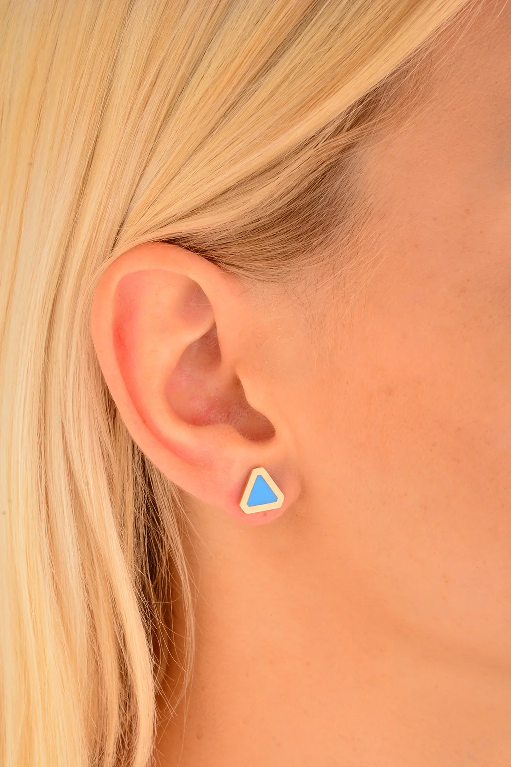 Cebeci 14 Ayar Mavi Taşlı Rose Altın Küpe