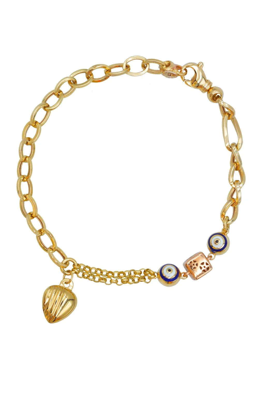 Cebeci 14 Ayar Nazar Boncuklu Altın Bileklik