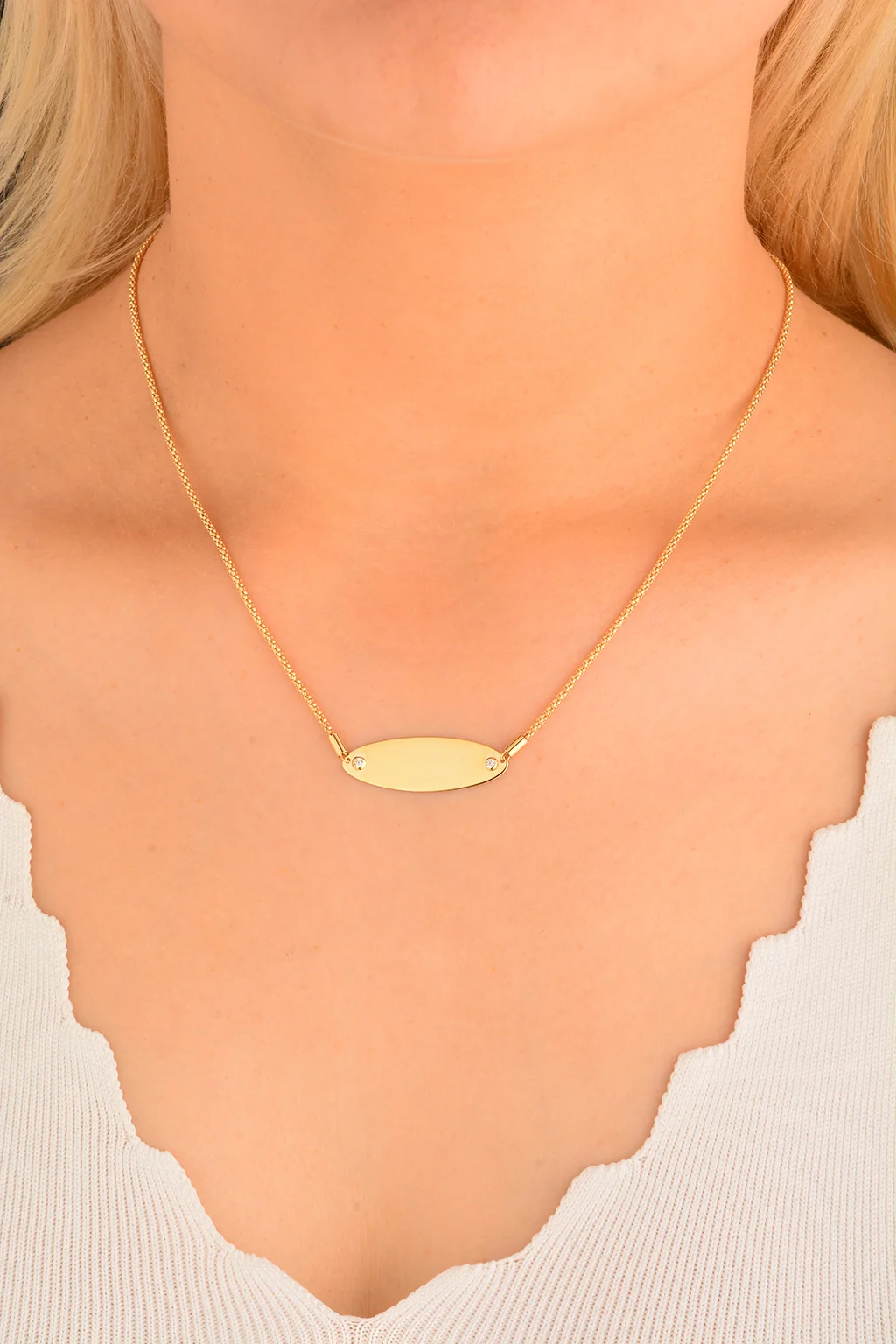 Cebeci 14 Ayar Plaka Altın Kolye