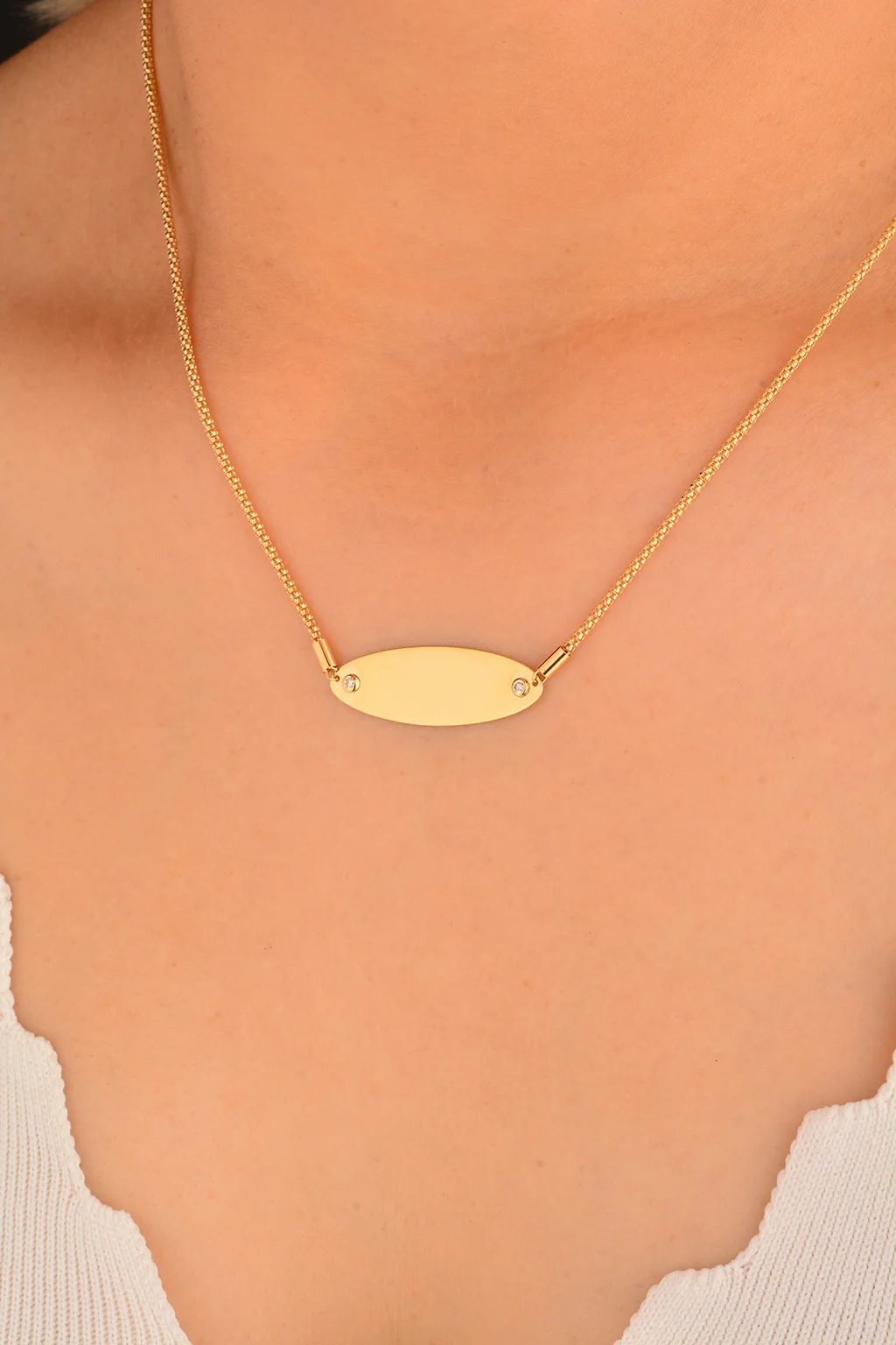 Cebeci 14 Ayar Plaka Altın Kolye