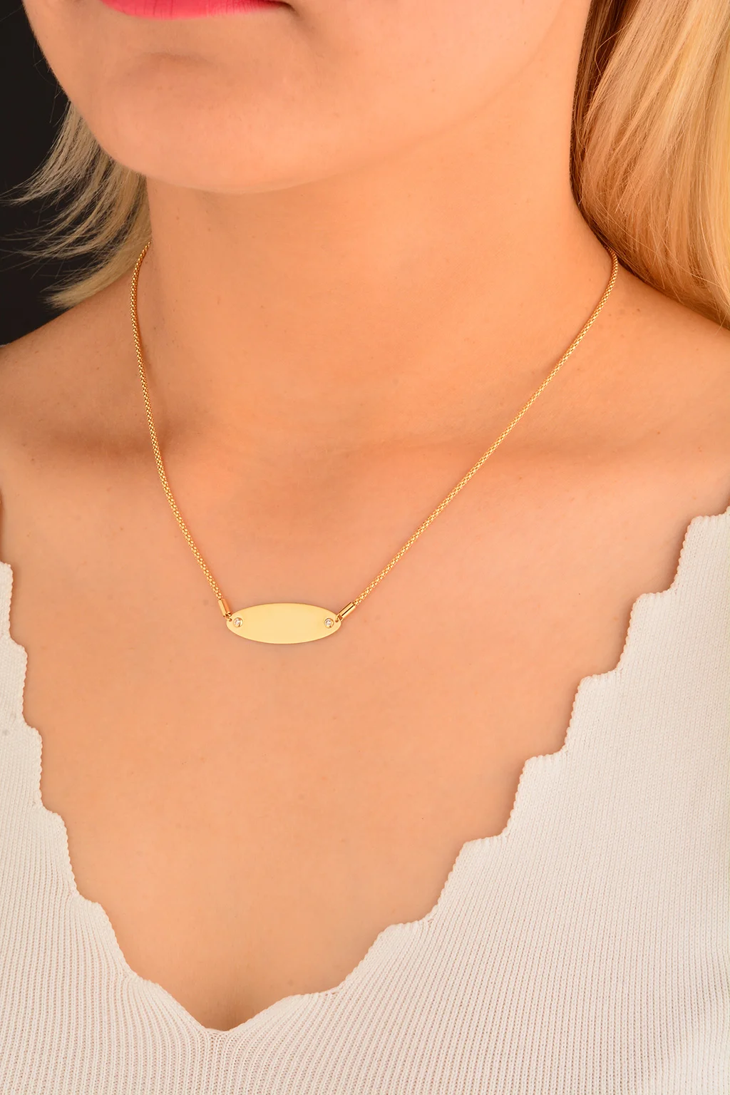 Cebeci 14 Ayar Plaka Altın Kolye