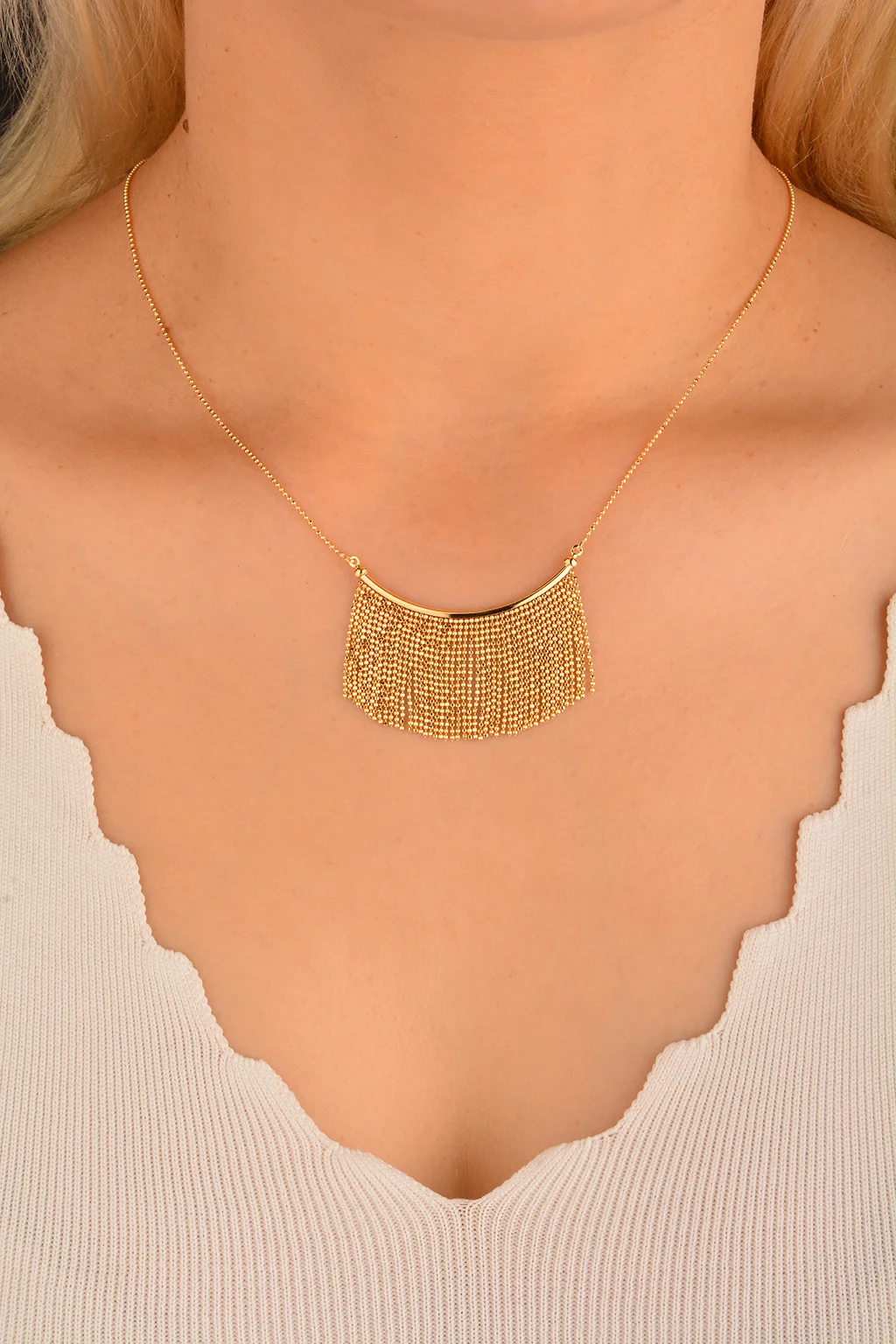 Cebeci 14 Ayar Pullu Altın Kolye