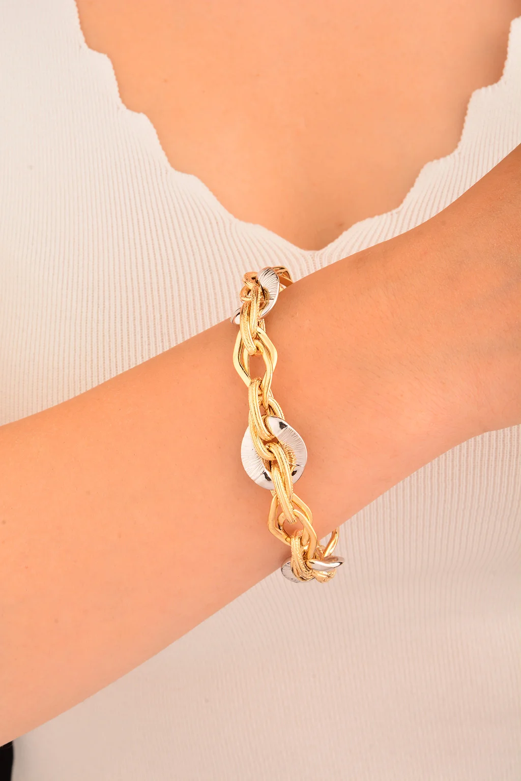 Cebeci 14 Ayar Renkli Altın Bileklik