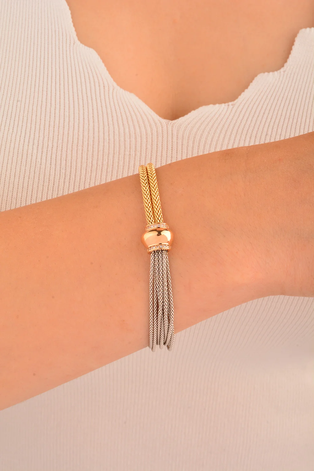 Cebeci 14 Ayar Renkli Altın Bileklik