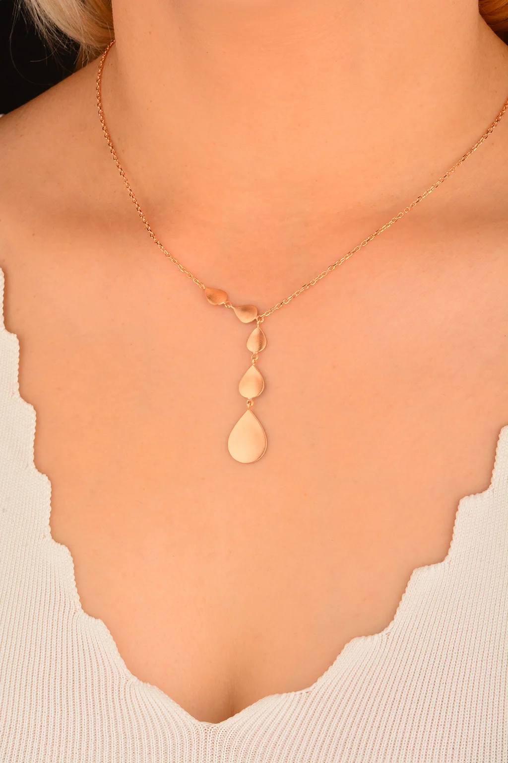 Cebeci 14 Ayar Renkli Damla Altın Kolye